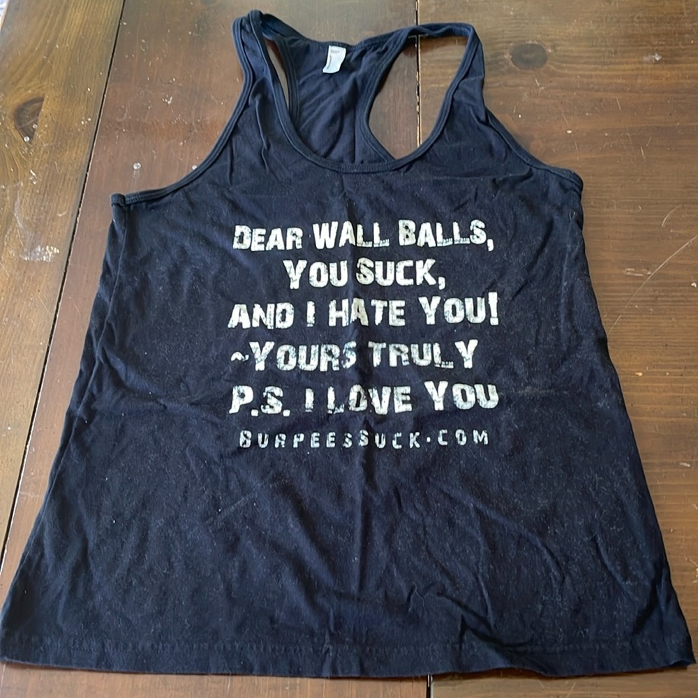 American Apparel L Wall Balls Black Racerback Workout Tank